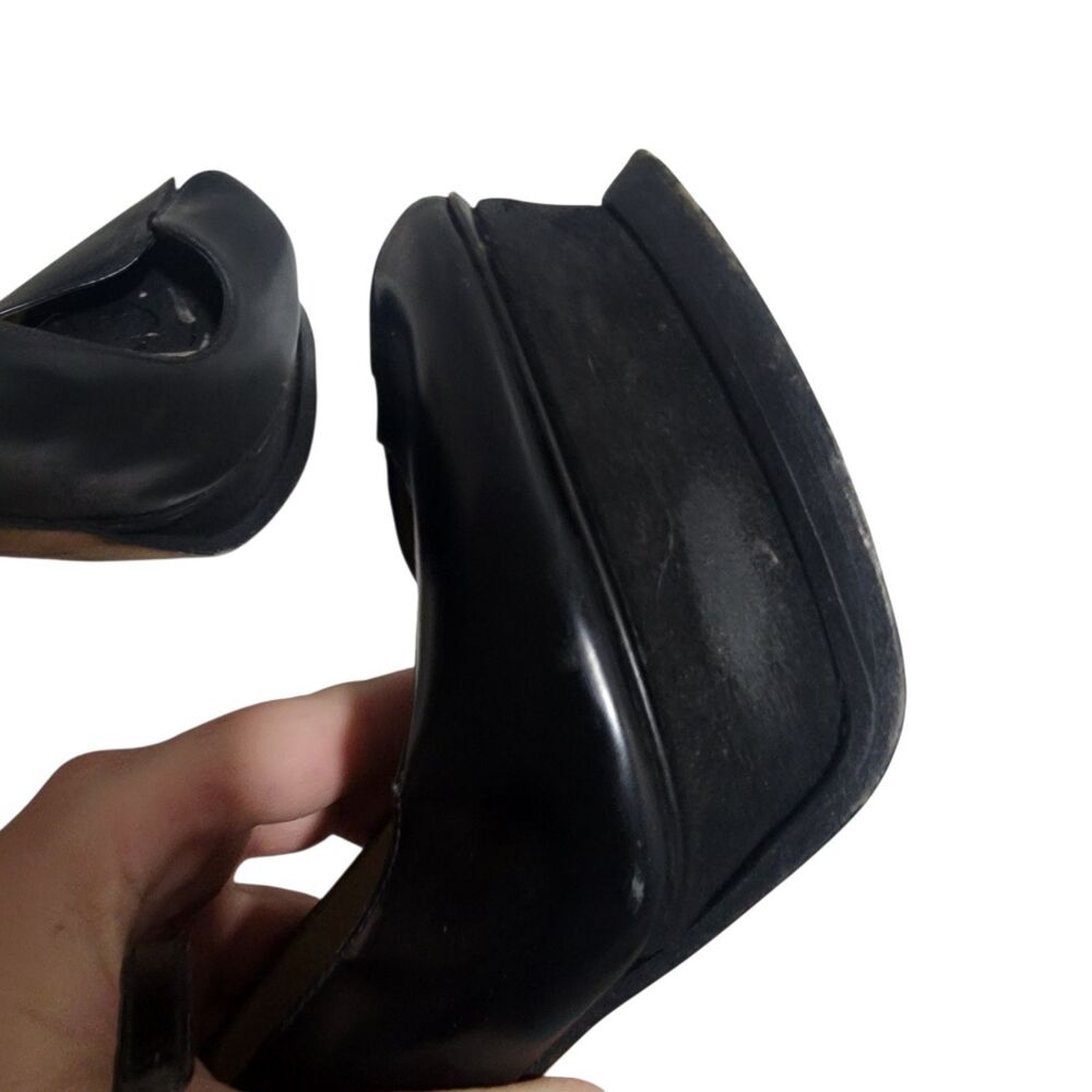 Yves Saint Laurent Black Leather Platform Heels Ankle Strap Gold Size EU‎ 36 - Picture 6 of 8